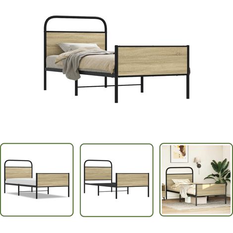 vidaXL Bettgestell ohne Matratze 80x200 cm Sonoma-Eiche Holzwerkstoff (1/5)