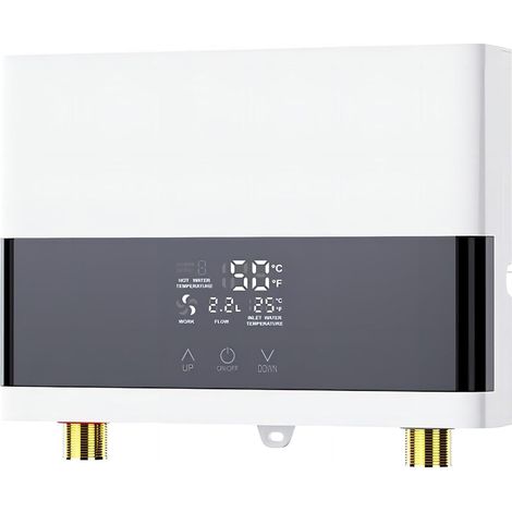 Chauffe-eau sans réservoir 6000 W, petit chauffe-eau pour douches, éviers de cuisine, salles de bains, blanc. (1/5)