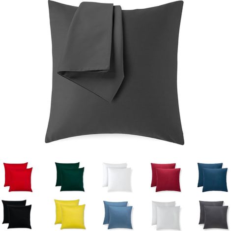 Housse Coussin 40x40 Coton Jersey Premium Lot de 2 Taie d'oreiller pour Coussins Canapé/Lit Tissu Super Doux Resistant et Lavable Hypoallergénique Anti-Acariens avec Fermeture éclair Invisible (1/5)