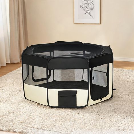 Barrière pour chien negro y CREMA en tela Oxford 120 x 48 x 58 cm (1/5)