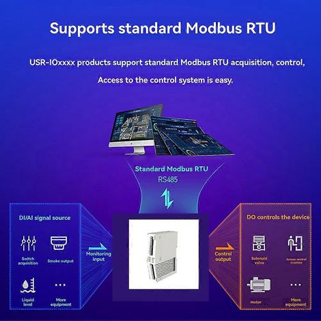 Passerelle E/S distante industrielle USR-M100-EAU, contrôleur d'E/S Extender 4DI4DO avec Edge Computing et modem MQTT 4G (1/5)