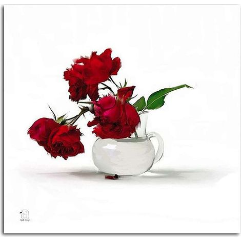 Tableau roses rouges dans un vase - 100 x 100 cm