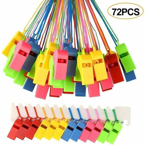 72 Sifflets En Plastique Colorés Avec Cordon Pour Entraînement Sportif Et Dressage Canin Événements