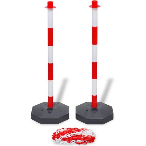 Jeu de 4 poteaux à chaîne et 2 chaînes en plastique 10m chacune