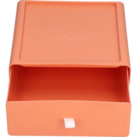 Grande Boîte de Rangement Caractéristique Antipoussière Carrée avec Tiroir et Joint Silicone pour Maquillage, Bijoux, Papeterie - Orange (1/5)