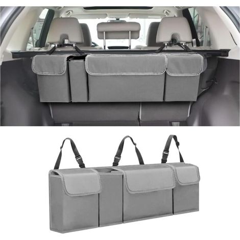 Rangement Coffre de Voiture, Organisateur De Coffre De Voiture, Pliables Rangement Organisateur de Coffre Sacs de Coffres Voiture, Antidérapant, Sangle Fixation Réglable(Gris) (1/5)