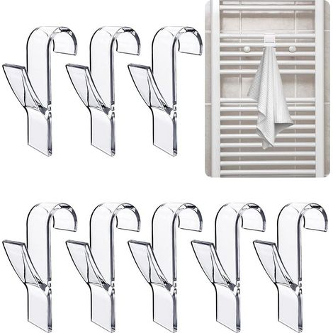 8 Stück (transparente) Handtuchhalter-Haken, Handtuchtrockner-Haken, Badezimmer-Handtuchhaken, Badezimmer-Heizkörperhaken, Handtuchaufhänger, Badezimmer-Büroschrank (1/5)