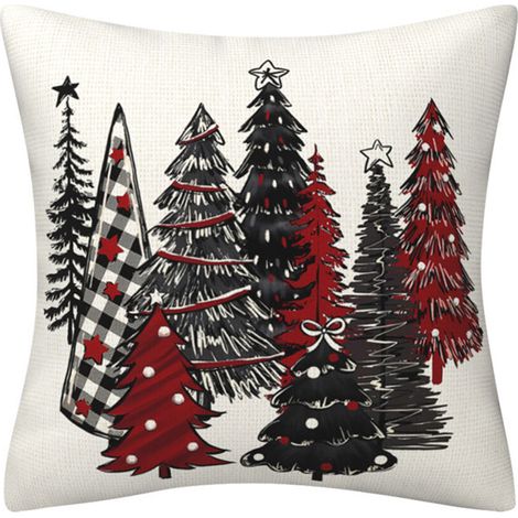Fodera per cuscino a forma di albero di Natale in poliestere, federa per cuscino - 4