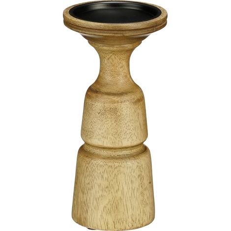 Mica Decorations Kerzenständer Nino mango wood 10 x 21 cm dunkel braun Kerzenhalter