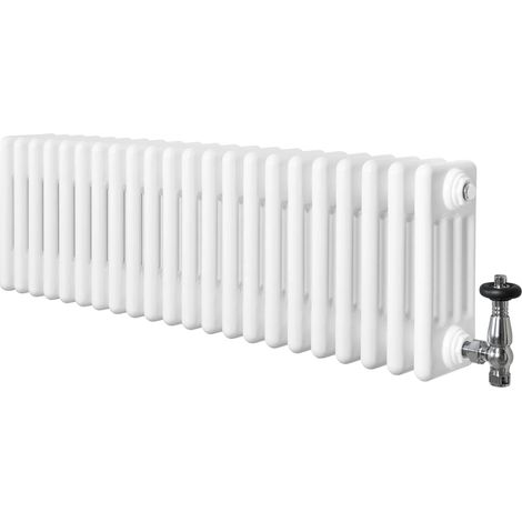 Traditional 4 Column Radiator & Valves - 300 x 1010mm - White (1/5)