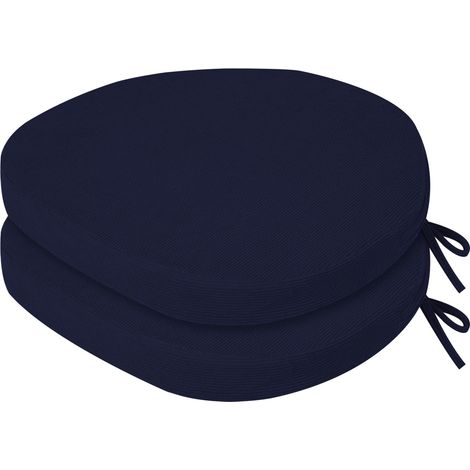 Lot de 2 coussins d'assise pour l'intérieur - En mousse haute densité - Pour chaise de cuisine, salle à manger et extérieur - Avec cordons et housse lavable - 50 x 50 x 5 cm - Bleu (1/5)