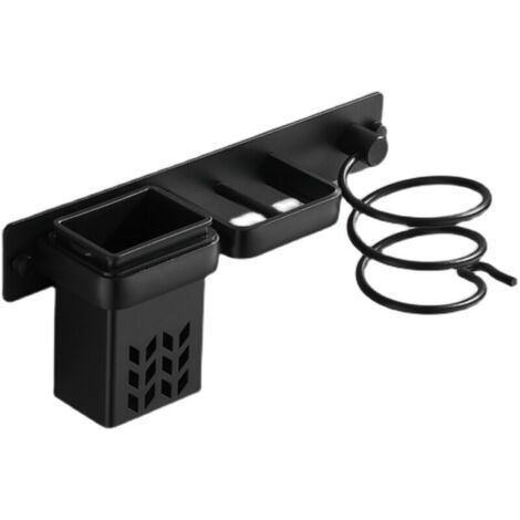 Support mural pour sèche-cheveux et lisseur pour rangement Peigne Sèche-cheveux Lisseur pour salle de bain Hôtel Chambre (noir, 29.5116.7cm)-Chrom (1/5)