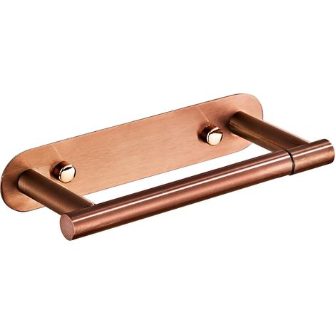 Porte-Rouleau de Papier Toilette Mural Sans Perçage,Double Support Pivotant,Fixation par Vis ou Auto-Adhésif,Acier Inoxydable,Design Moderne pour Salle de Bain (Doré Rose) (1/5)