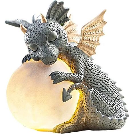 2 figurines de dragon de jardin, résine résistante aux intempéries, décoration extérieure pour terrasse, balcon et jardin