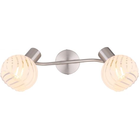 Deckenlampe silber Schlafzimmerleuchte Glas 2 flammig Deckenleuchte Spotleiste verstellbar, Metall, 2x E27 Fassungen, LxBxH 36x19x19,2 cm (1/4)
