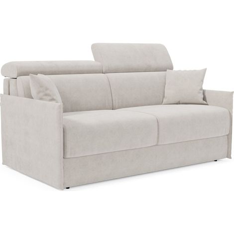 Miryam Sofá cama con reposacabezas reclinables en suave tejido antimanchas T31 149 cm blanco
