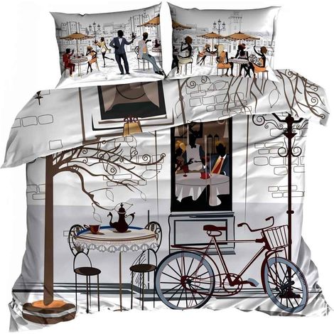 Biancheria da letto in raso di cotone 3D 160x200 cm, ideale per caffè. (1/3)