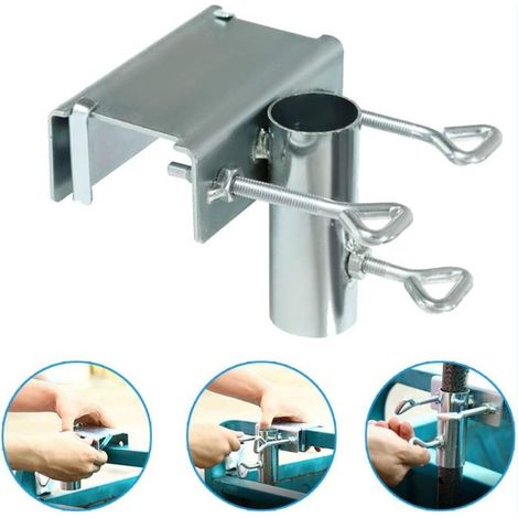Support de Parasol Balustrade de Balcon, Support de Parasol de Balcon peu encombrant, Pince de Support de Parapluie Pince de Fixation de Parapluie de Jardin pour Parapluies (1/3)