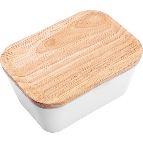 Beurrier/boîte à beurre avec couvercle en bois, ustensile de cuisine pratique, boîte de rangement pour la maison, 250 ml, multifonction