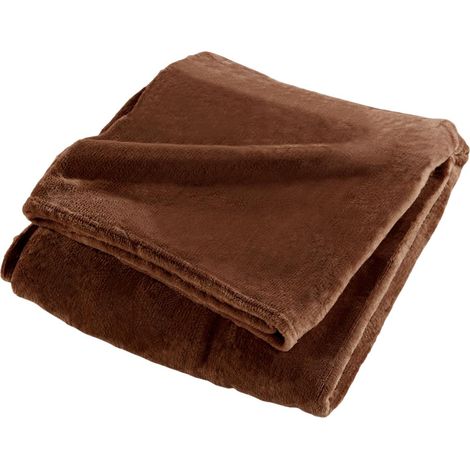 Plaid Uni en Flanelle "Flanou" 180x220cm Choco (1/5)