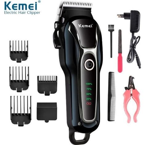 KEMEI KM-1991 Tondeuse professionnelle à poils de chien, 100-240 v, rechargeable, pour la coupe des chats, machine de toilettage (1/4)