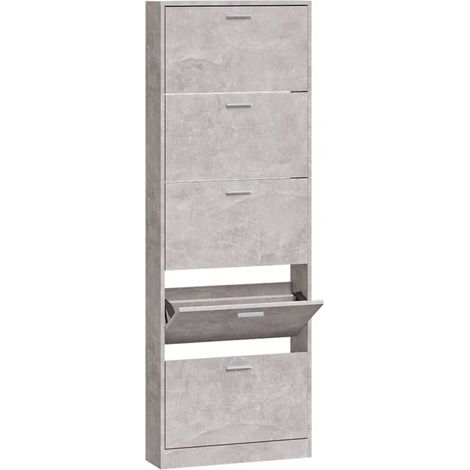 Maison Exclusive - Scarpiera Grigio Cemento 59x17x169 cm in Legno Multistrato