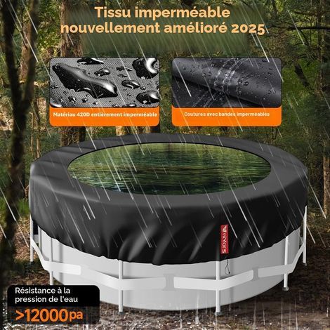 Bache Hivernage Piscine Hors Sol 366. PU 420D éPais Bache Piscine Hivernage. Coupe-Vent et RéSistant aux DéChirures BâChe Hivernage Piscine Hors Sol avec Corde de Traction et Clous de Sol (1/2)