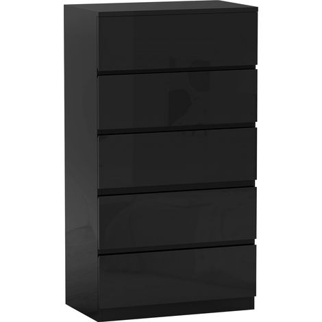 Cassettiera 5 Cassetti 55x34x100 cm Design Moderno e Multiuso in Legno Nero (1/5)