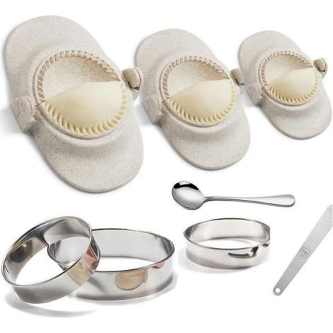 Presse À Empanadas - Presse À Boulettes 15 cm - Pour Raviolis Samosa Gyoza Wonton - Ensemble Complet Avec Coupe-Pâte - 1 Pièce (1/5)