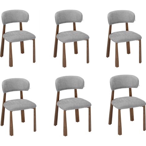 WOLTU 6x Esszimmerstühle mit Fester Rückenlehne, Küchenstühle aus Chenille-Stoffbezug Metallgestell, für Esszimmer, Küche & Gastronomie, Grau (1/5)