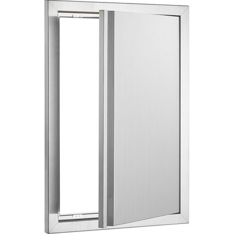 Porte d'accès BBQ 432x610 mm, acier inoxydable, montage affleurant, poignée encastrée, pour îlot de cuisson extérieur et station de grillades. (1/5)