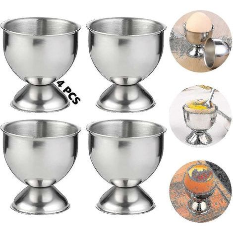4er-Set Eierbecher aus Edelstahl für weichgekochte Eier. Eierhalter aus Metall. Origineller Eierbecher für die Küche, ideal als Geschenk zum Geburtstag oder zur Hochzeit. (1/5)