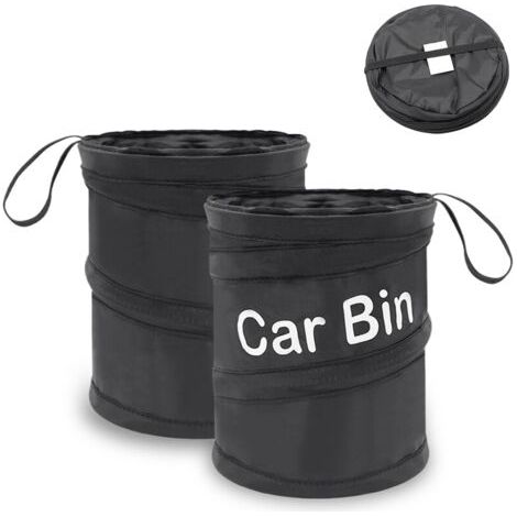 2 PCS poubelle voiture, poubelle de voiture, Portable Pliable Voiture Poubelle Universel Pliable de Voiture Poubelle Corbeille à Papier Suspendu boîte de Rangement de Voyage Sac (1/4)