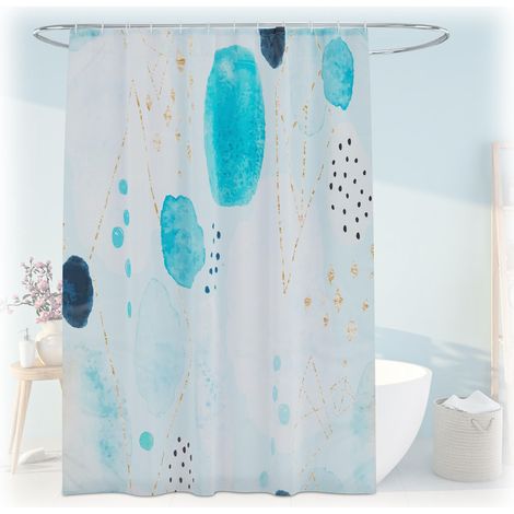Rideau de Douche, Lavable, antimoisissure, Design Abstrait, 12 Crochets, Dimensions 180 x 200 cm, Multicolore (1/5)