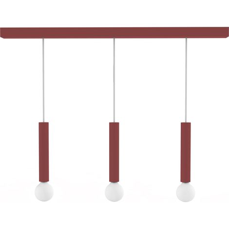LUMICOM  PURO Sospensione Binario, 3X E27, max 42W, metallo, rosso cowhide, D.4cm H.40cm