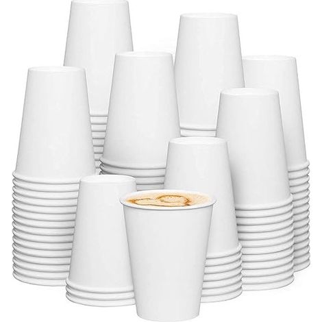 100 gobelets en papier blanc à paroi simple de 12 oz pour boissons chaudes et froides. Gobelets en papier jetables de qualité (1/4)