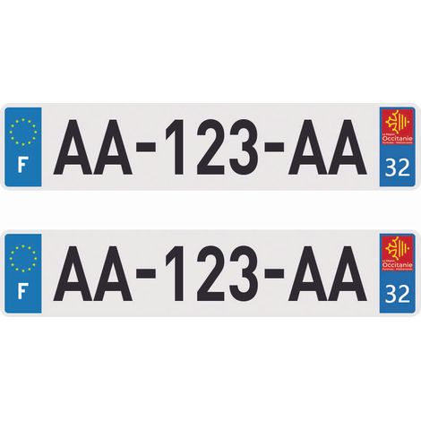 2 Plaques d'immatriculation Plastique homologuée SIV 520 x 110 mm - 520 x 110 mm