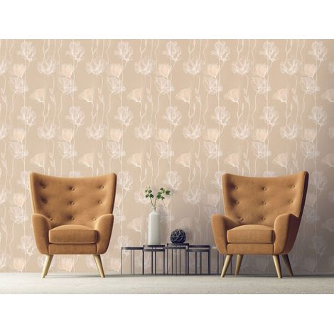 Wallarena Vliestapete Blumen Line-Art Beige für Wohnzimmer und Schlafzimmer, 10 m x 50 cm – inkl. Kleister & Anleitung (1/5)