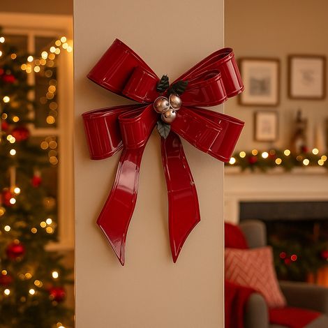 Fiocco "Alberte" rosso decorativo in acciaio -Big 34x9x41,5h cm (1/4)