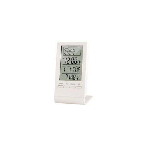 Station météo sans Fil, Thermomètre Hygromètre Baromètre Intérieur Extérieur, Horloge Numérique Réveil avec capteur extérieur Affichage Heure Date Jour Phase de Lune（Blanc）