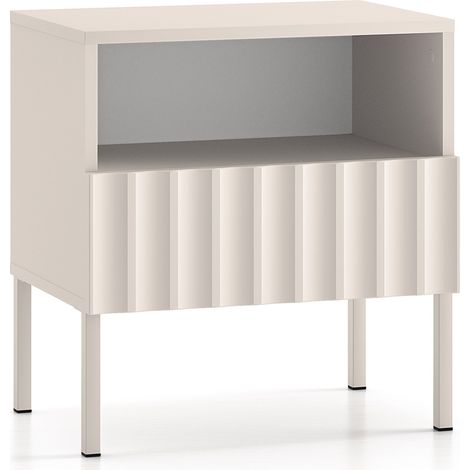 Selsey Derriva - Nachttisch mit geriffelter Schublade, hellbeige, 100 cm