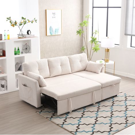 Modulares Eckschlafsofa mit Stauraum, beige OKMYHOME (1/5)