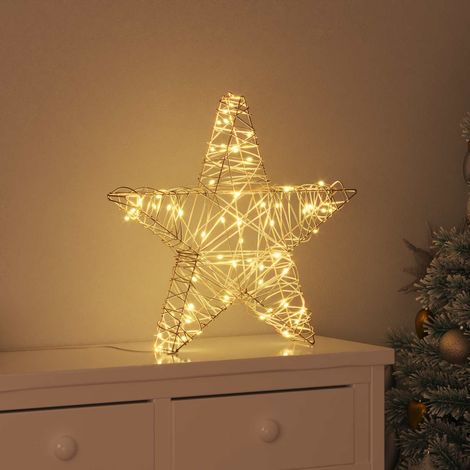 3D Stern mit 50 LEDs Warmweiß 55 x 52,5 x 9 cm Rattan