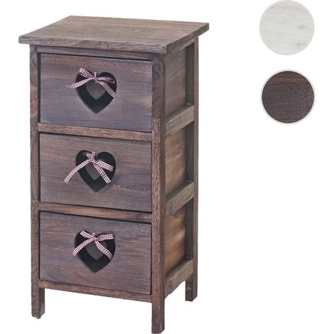 Commode Forli, commode à 3 tiroirs, armoire, style shabby, vintage 55x29x25cm - marron (1/5)