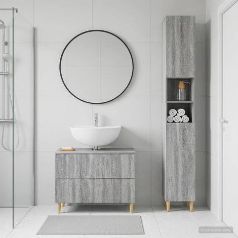 vidaXL 2 Piece Bathroom Cabinet Set DELFT Grey Sonoma Engineered Wood (1/5)