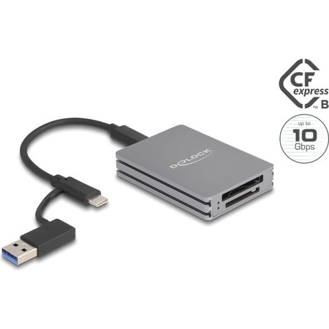 Delock Lector de tarjetas USB Type-Câ¢ para tarjetas de SD y memoria CFexpress tipo B