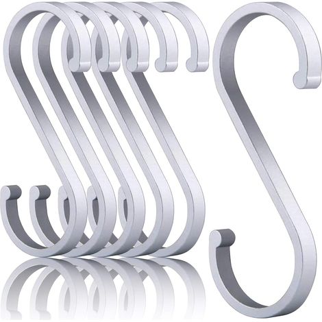 Lot de 12 crochets en S, crochets en aluminium en forme de S, crochets de suspension robustes pour plantes, casseroles, poêles, tasses à café, sacs de vêtements, serviettes dans la cuisine, la chambre (1/5)