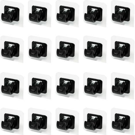 20 - Support Tringle Rideau - Fixation Adhésive - Sans Perçage Pour Salle De Bain Et Cuisine - Noir - Diamètre 2,2cm (1/5)