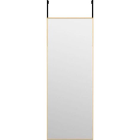 Miroir de porte plaqué or, 30x80 cm, en verre et alliage d'aluminium. (1/5)