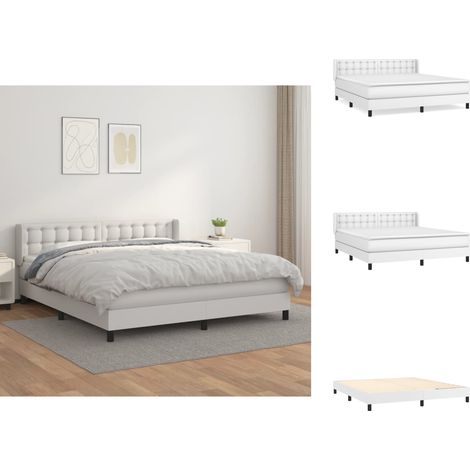 Betten & Bettgestelle - Living Boxspringbett mit Matratze Weiß 180x200 cm Kunstleder (1/5)